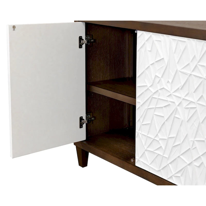 Meuble TV bas moderne en bois 40" avec portes, meuble d'appoint, console d'entrée, entièrement assemblé, marron