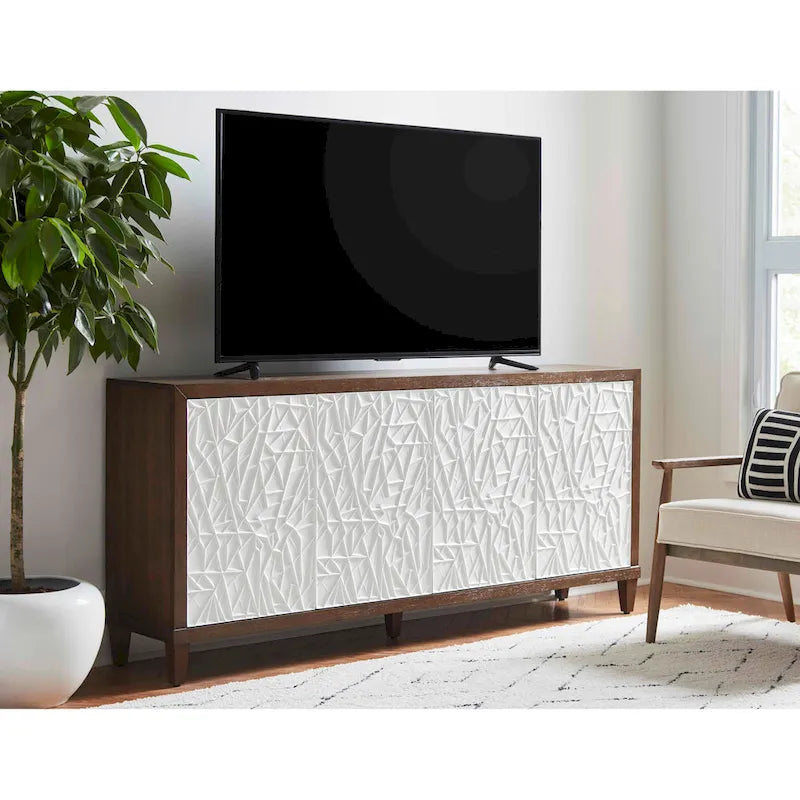 Meuble TV bas moderne en bois 40" avec portes, meuble d'appoint, console d'entrée, entièrement assemblé, marron