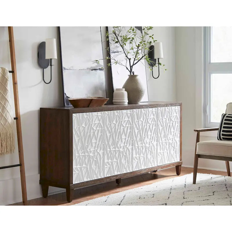 Meuble TV bas moderne en bois 40" avec portes, meuble d'appoint, console d'entrée, entièrement assemblé, marron
