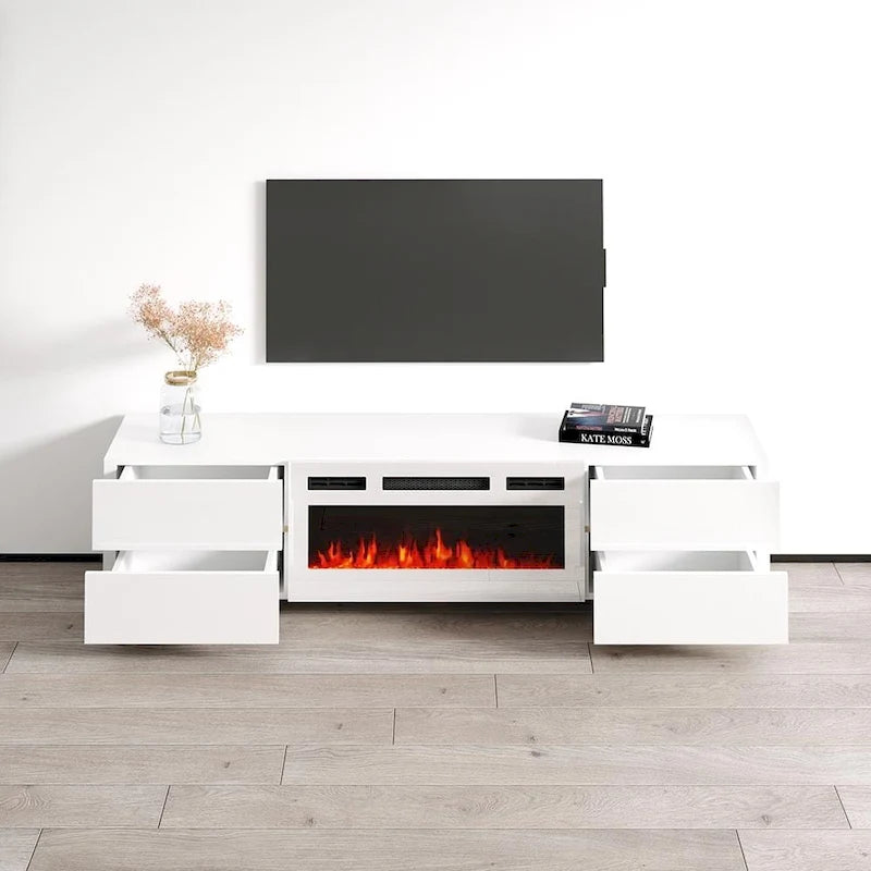 Meuble TV avec cheminée électrique Bono 01 WH-EF