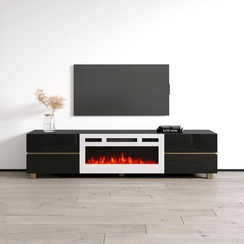 Meuble TV avec cheminée électrique Bono 01 WH-EF