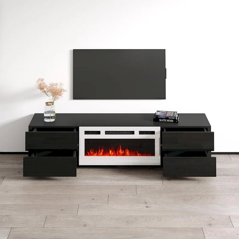 Meuble TV avec cheminée électrique Bono 01 WH-EF