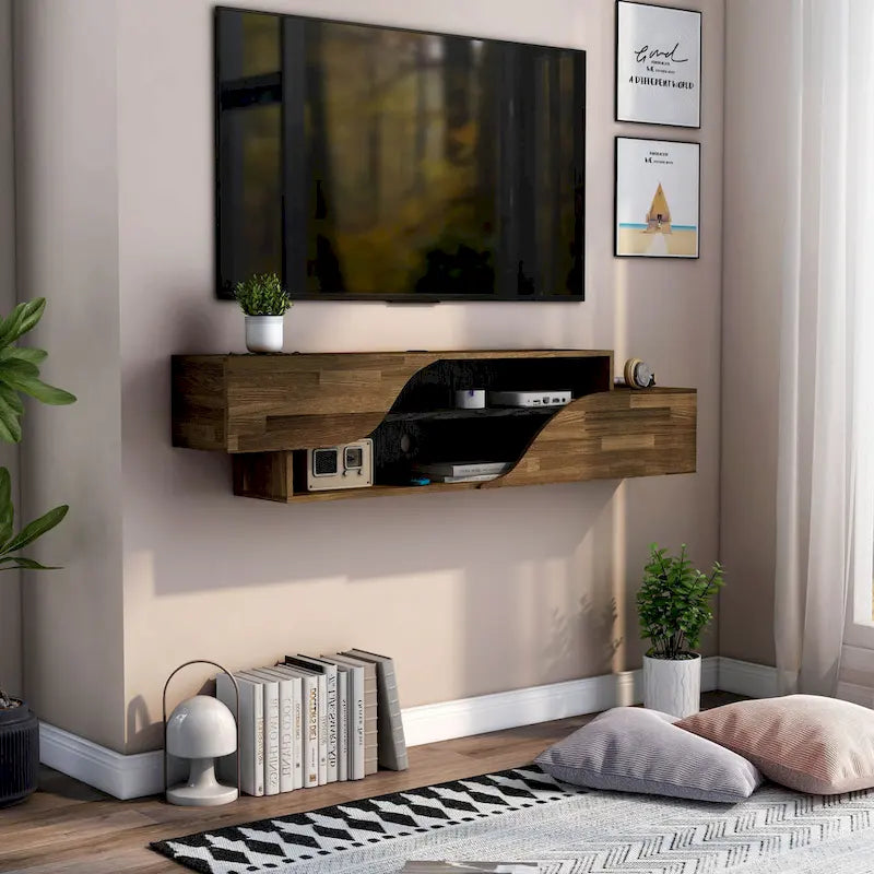 Meuble TV flottant Denhour DH BASIC Transitional à 2 étagères de 150 cm