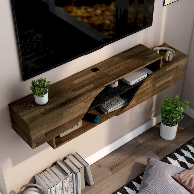 Meuble TV flottant Denhour DH BASIC Transitional à 2 étagères de 150 cm