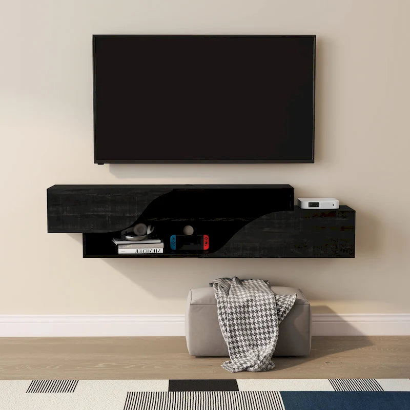 Meuble TV flottant Denhour DH BASIC Transitional à 2 étagères de 150 cm