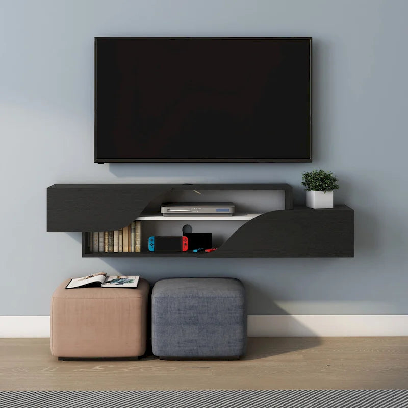 Meuble TV flottant Denhour DH BASIC Transitional à 2 étagères de 150 cm