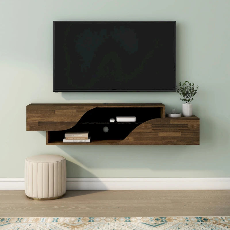 Meuble TV flottant Denhour DH BASIC Transitional à 2 étagères de 150 cm