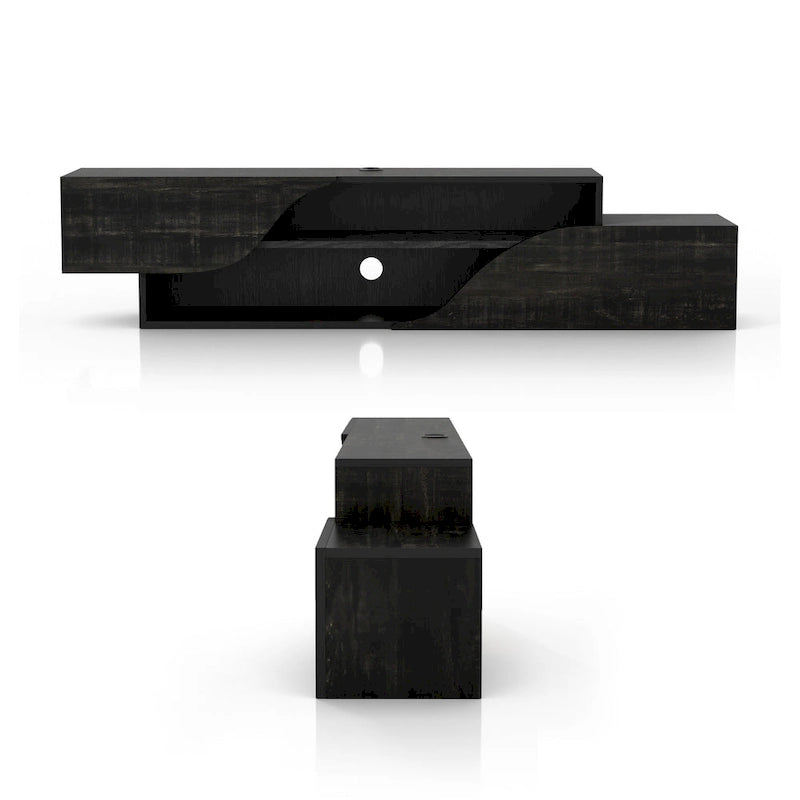 Meuble TV flottant Denhour DH BASIC Transitional à 2 étagères de 150 cm