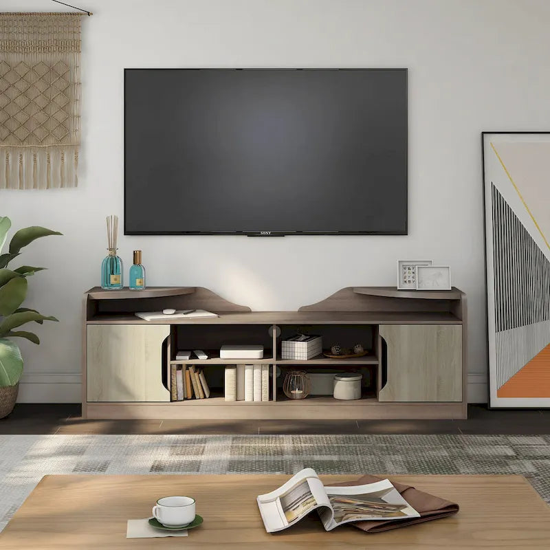 Meuble TV multifonctionnel Fetz Rustic de 72 pouces avec rangement par Furniture of America