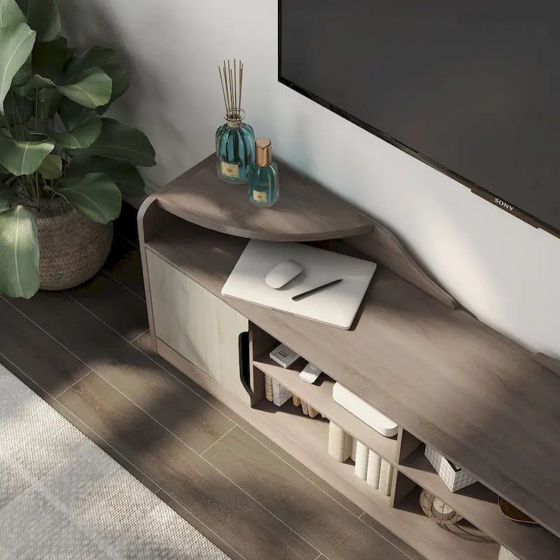 Meuble TV multifonctionnel Fetz Rustic de 72 pouces avec rangement par Furniture of America