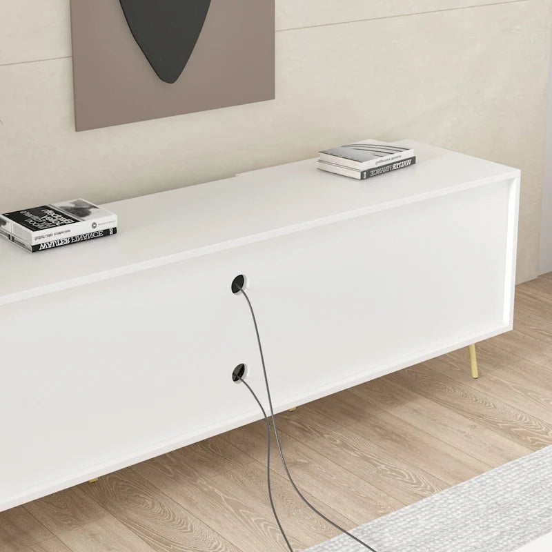 Meuble TV Timechee pour téléviseurs jusqu'à 73 pouces (marron/blanc)