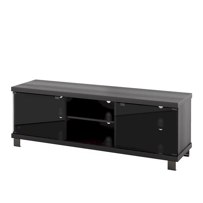 Meuble TV Holland avec portes vitrées, pour téléviseurs jusqu'à 75