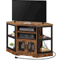 Meuble TV d'angle et console multimédia en bois avec porte en maille Moasis 47 pouces