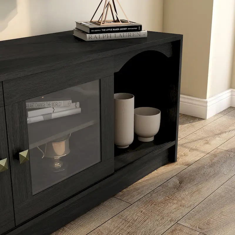 Meuble TV Denhour DH BASIC Espresso transitionnel de 62 pouces avec rangement