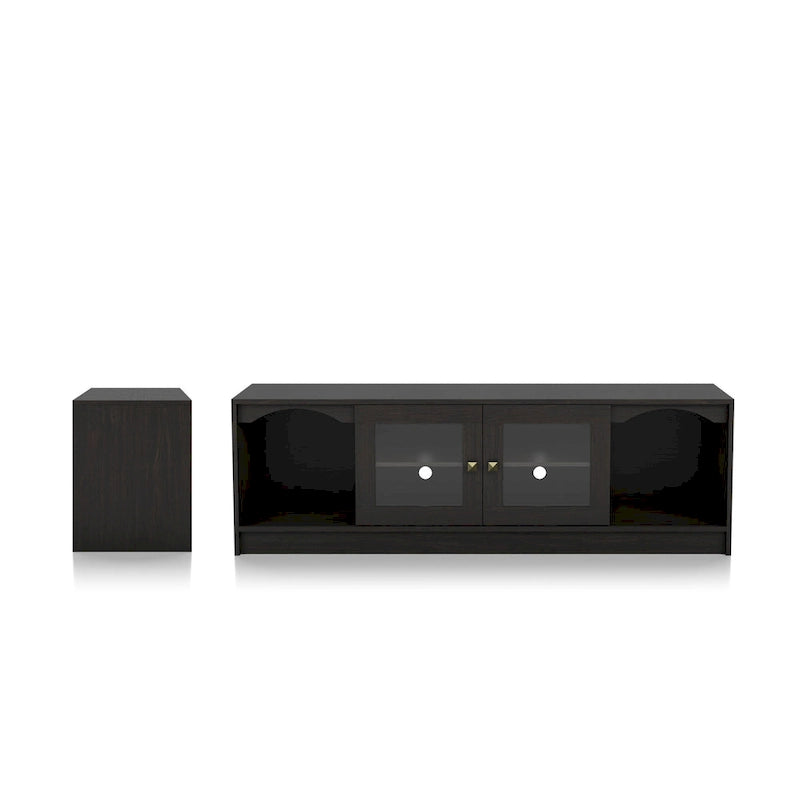Meuble TV Denhour DH BASIC Espresso transitionnel de 62 pouces avec rangement
