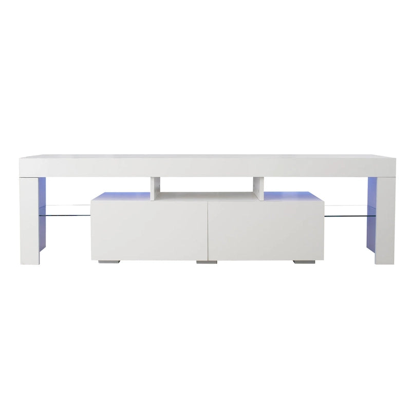 Meuble TV blanc Nestfair avec lumières LED pour téléviseurs jusqu'à 70 pouces