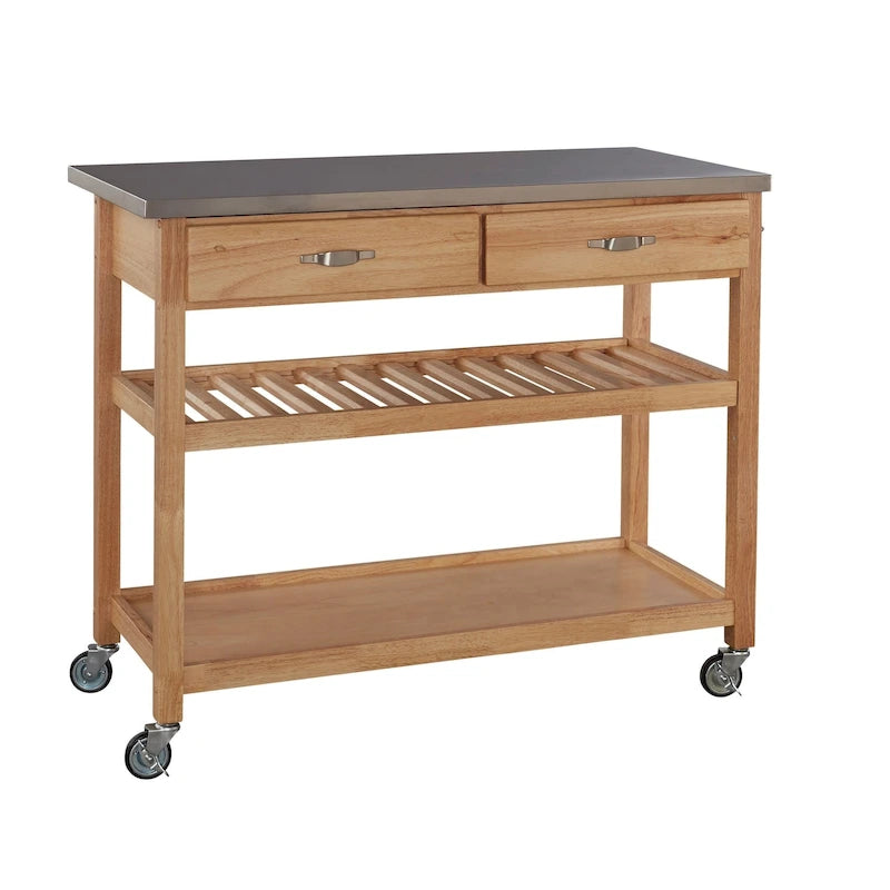 Desserte de cuisine brune avec plateau en acier inoxydable - 45' x 21' x 37'