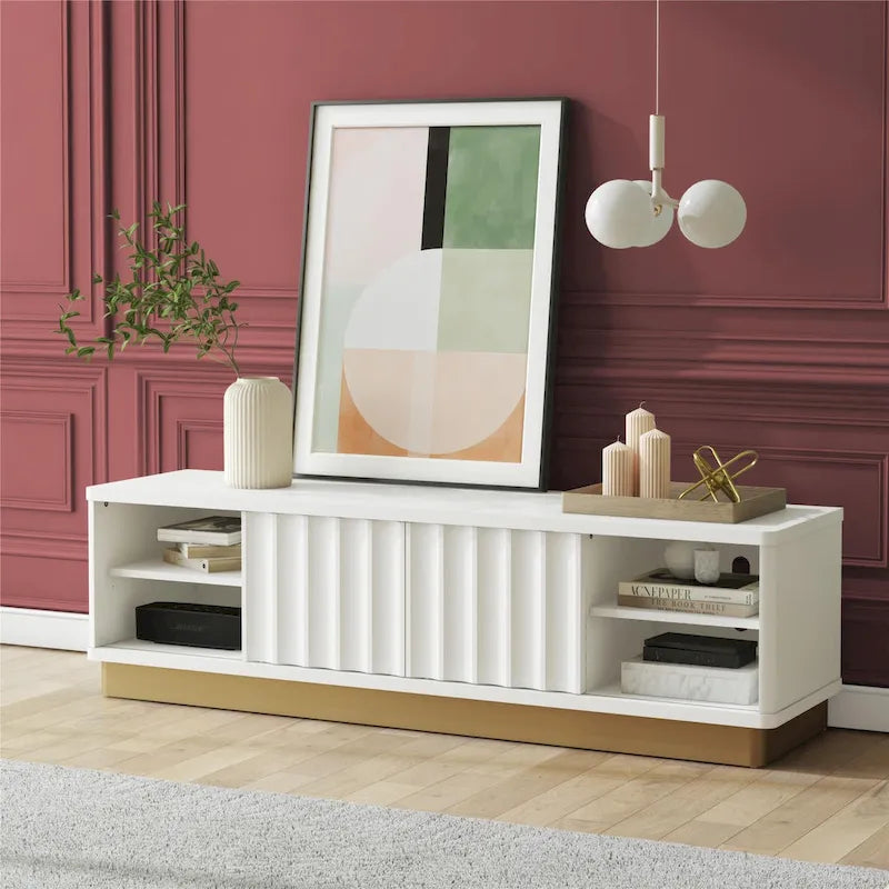 Meuble TV moderne cannelé René CosmoLiving by Cosmopolitan pour téléviseurs jusqu'à 65 po - Jusqu'à 65