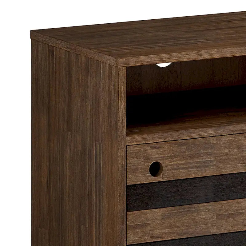 Meuble TV/média Wyndenhall Wright en BOIS D'ACACIA MASSIF de 54 pouces de large, design milieu de siècle, finition marron vieilli naturel rustique