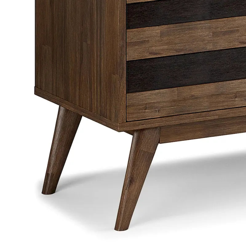 Meuble TV/média Wyndenhall Wright en BOIS D'ACACIA MASSIF de 54 pouces de large, design milieu de siècle, finition marron vieilli naturel rustique