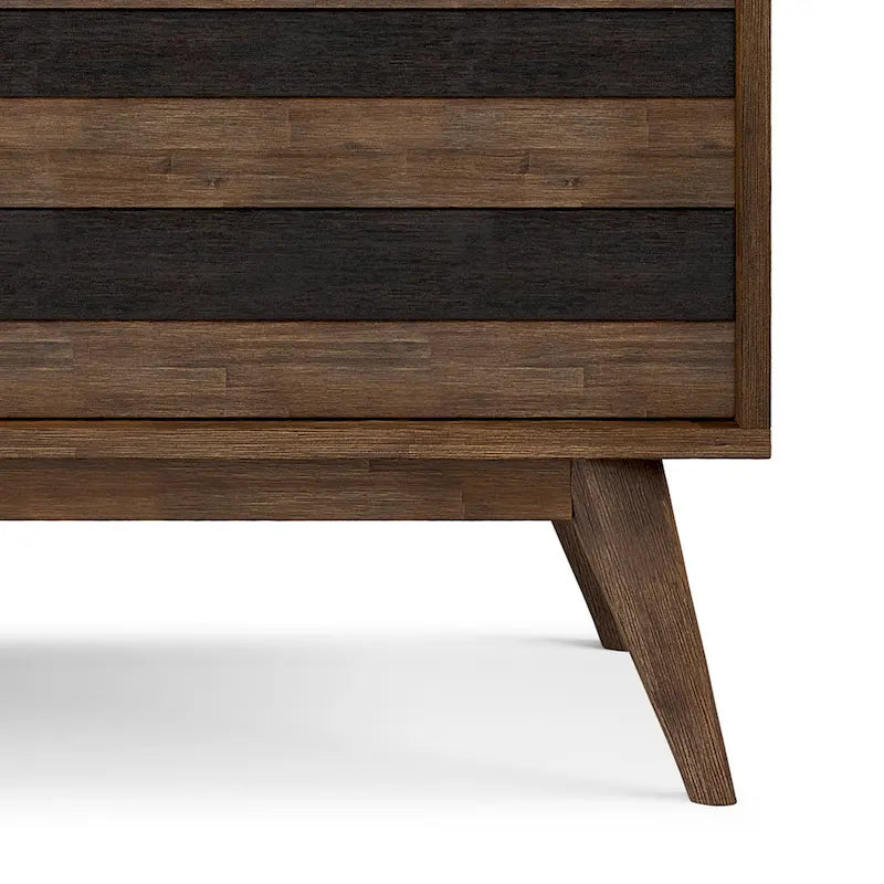 Meuble TV/média Wyndenhall Wright en BOIS D'ACACIA MASSIF de 54 pouces de large, design milieu de siècle, finition marron vieilli naturel rustique