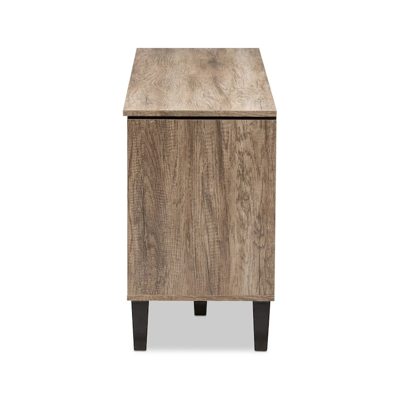 Meuble TV contemporain en bois marron clair de 140 cm avec 4 tiroirs par Baxton Studio