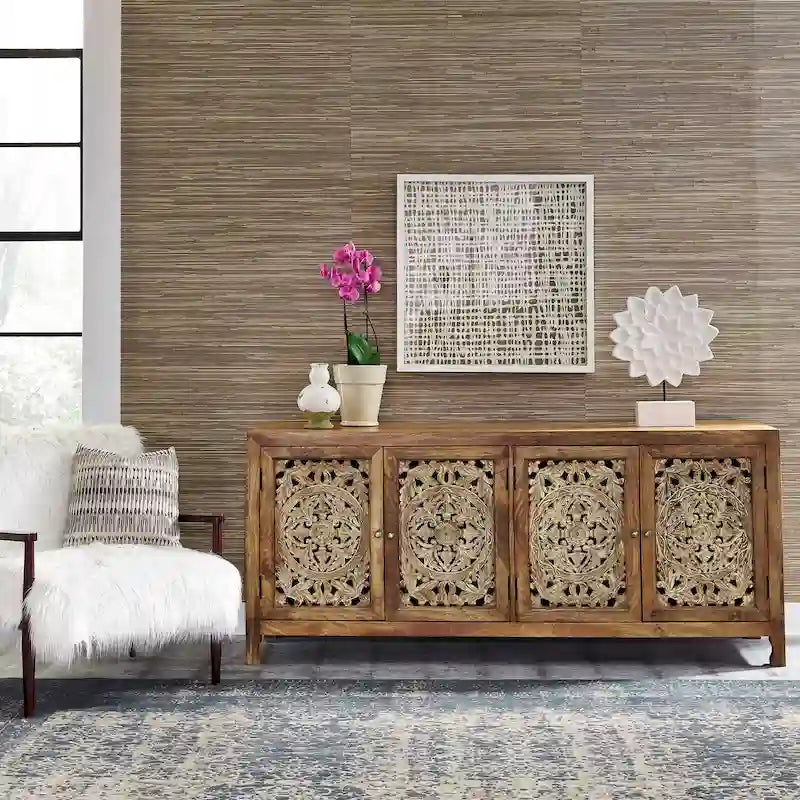 Meuble TV d'appoint Marisol miel vieilli 4 portes de 188 cm