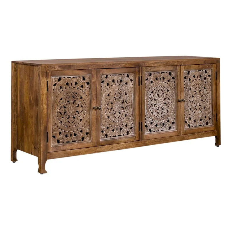 Meuble TV d'appoint Marisol miel vieilli 4 portes de 188 cm