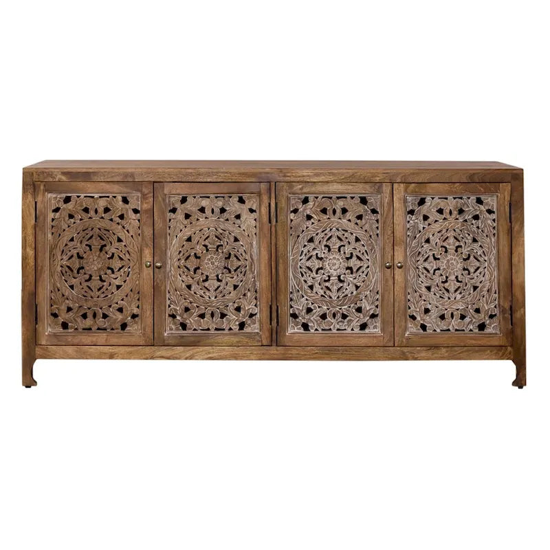 Meuble TV d'appoint Marisol miel vieilli 4 portes de 188 cm
