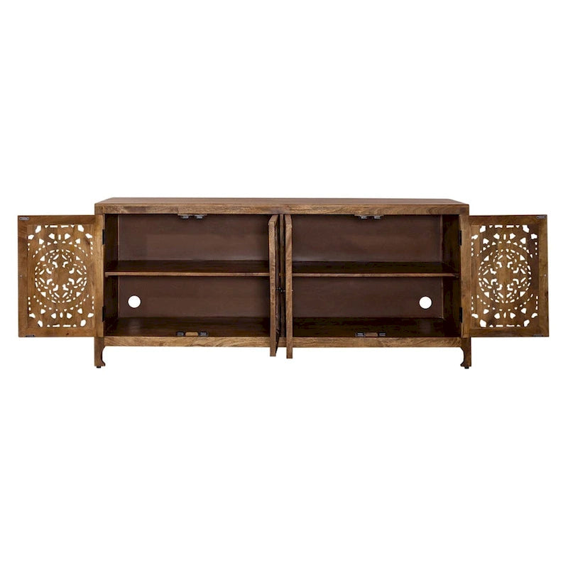 Meuble TV d'appoint Marisol miel vieilli 4 portes de 188 cm