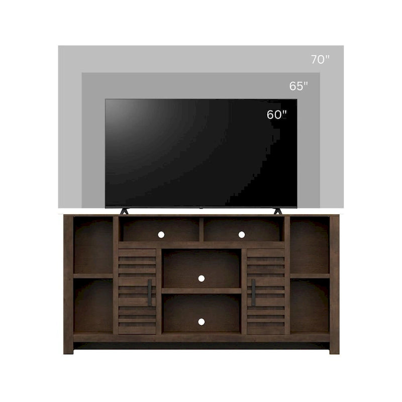 Meuble TV Bridgevine Home Sausalito de 162,5 cm pour téléviseurs jusqu'à 70 pouces, aucun assemblage requis