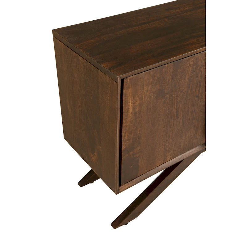 Meuble TV Modena Mid-Century Modern en bois massif de Noyer, largeur 59 po