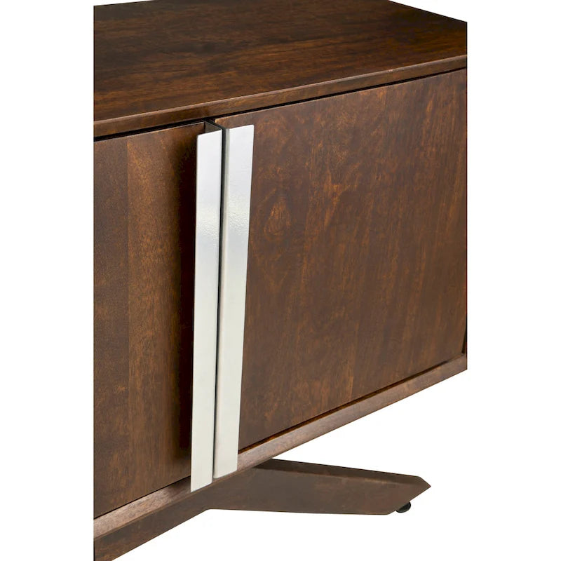 Meuble TV Modena Mid-Century Modern en bois massif de Noyer, largeur 59 po