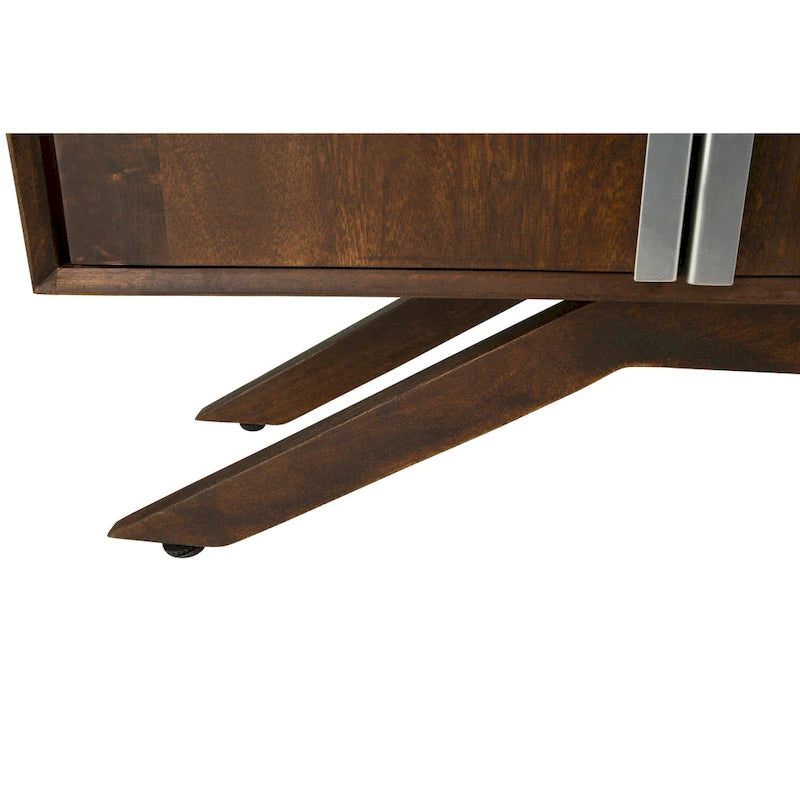 Meuble TV Modena Mid-Century Modern en bois massif de Noyer, largeur 59 po
