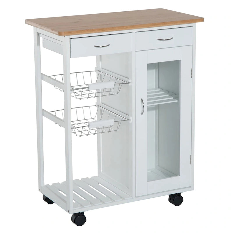 Chariot de service de cuisine roulant blanc 28