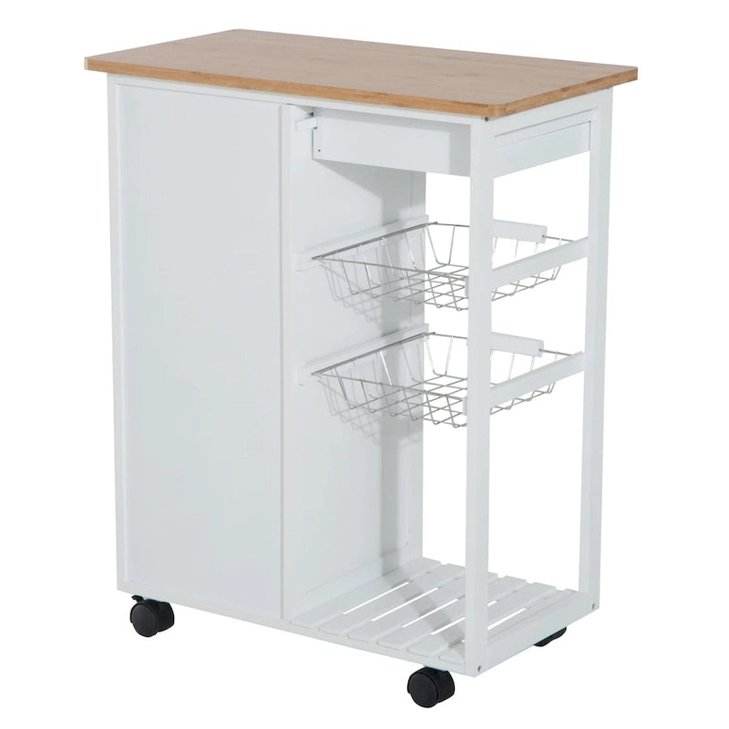 Chariot de service de cuisine roulant blanc 28