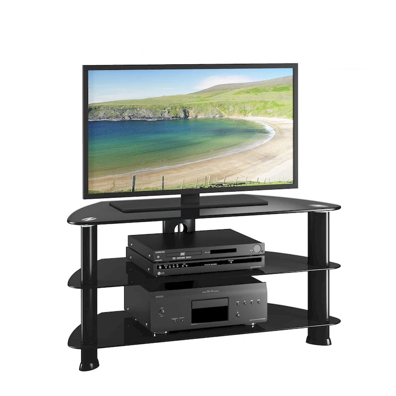 Meuble TV Laguna en verre noir, pour téléviseurs jusqu'à 48 pouces