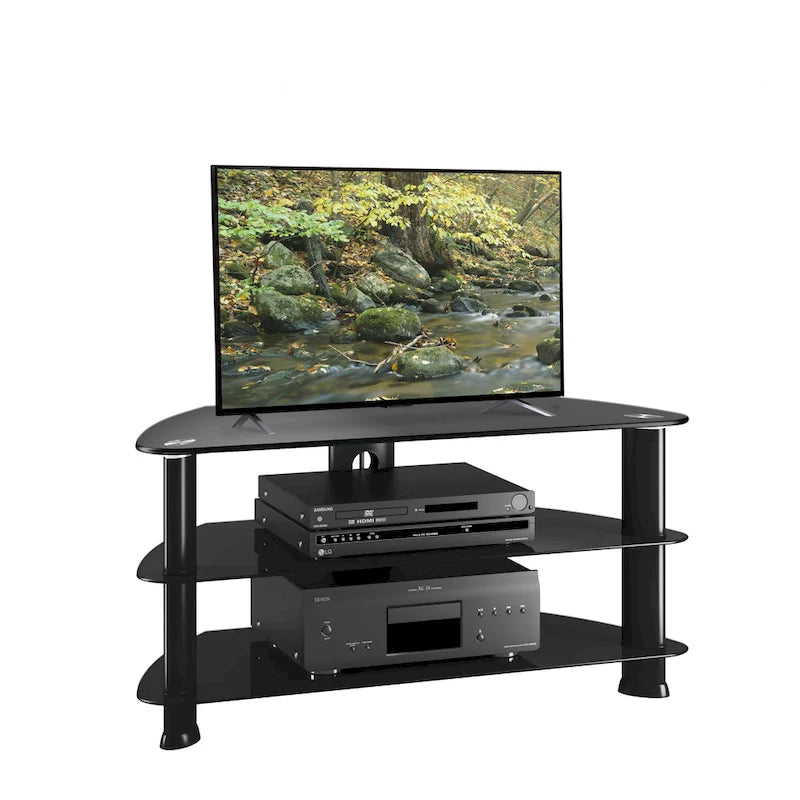 Meuble TV Laguna en verre noir, pour téléviseurs jusqu'à 48 pouces