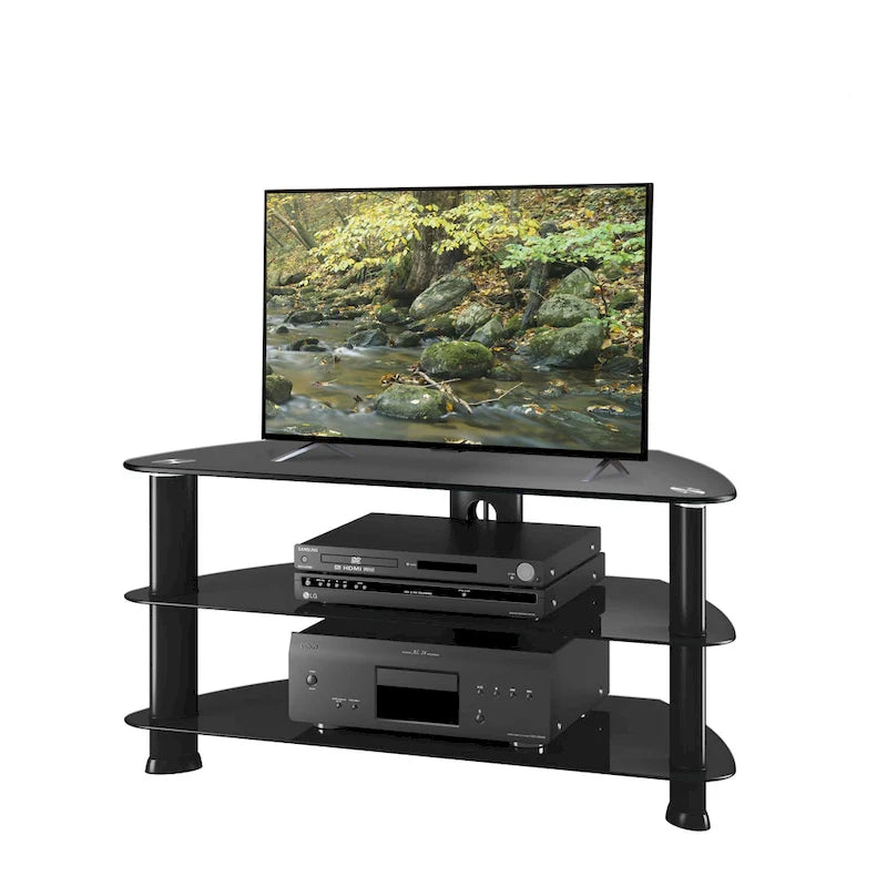 Meuble TV Laguna en verre noir, pour téléviseurs jusqu'à 48 pouces