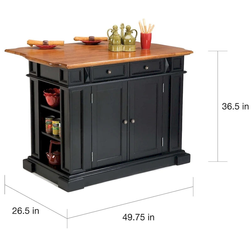 Îlot de cuisine Warwick en chêne vieilli noir