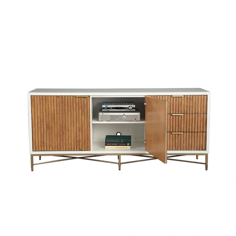 Meuble TV Origins par Alpine Larsen en blanc - 64 pouces de large