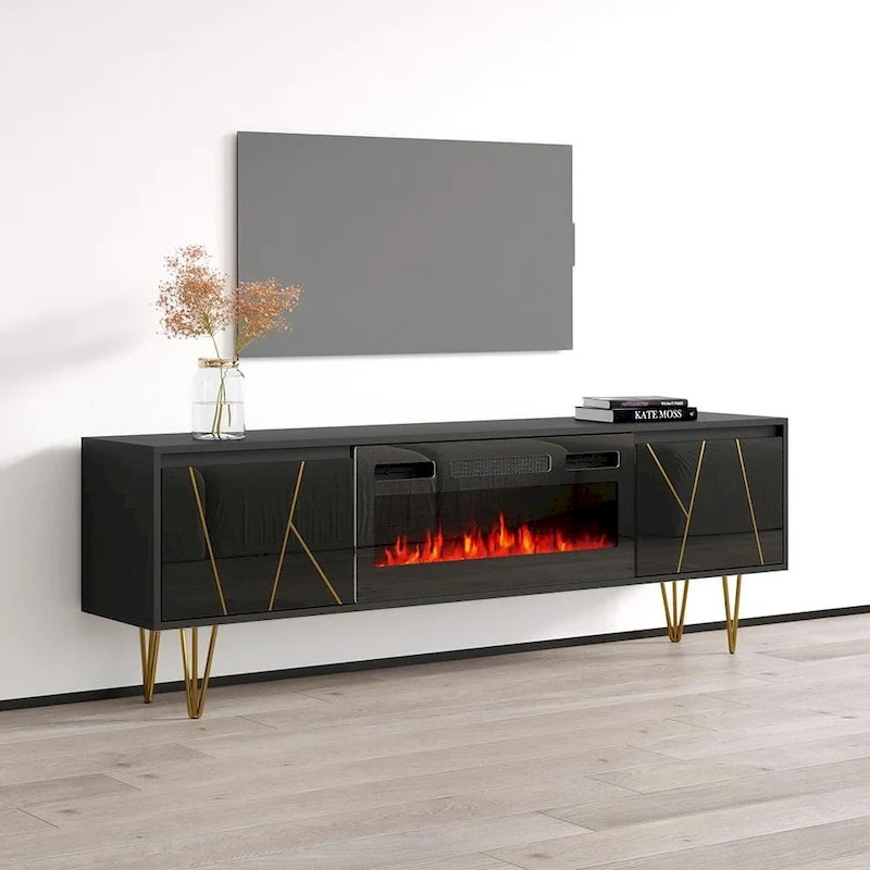 Meuble TV cheminée Haifa BL-EF