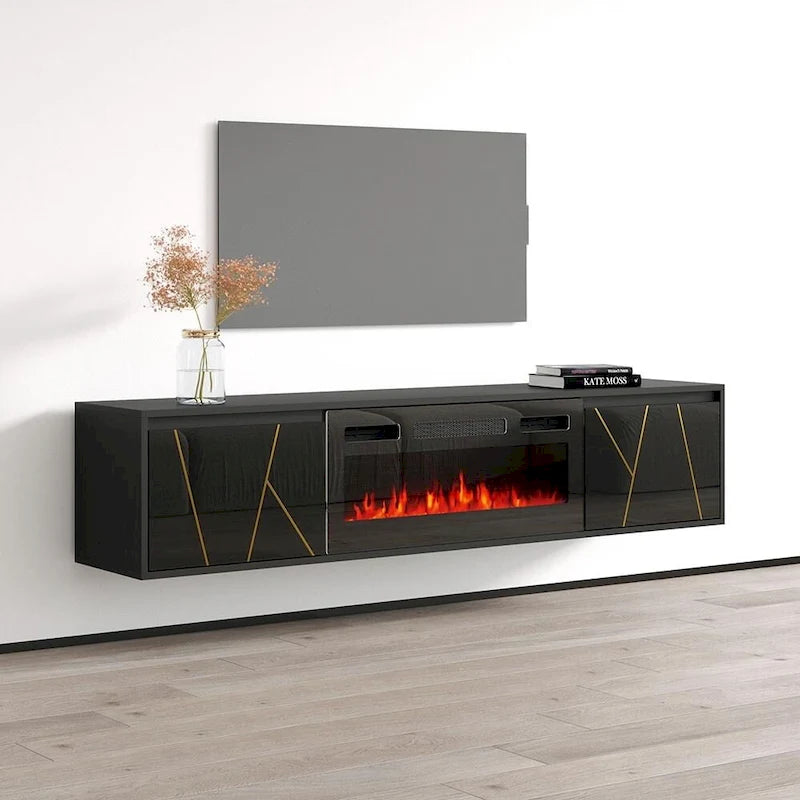 Meuble TV cheminée Haifa BL-EF