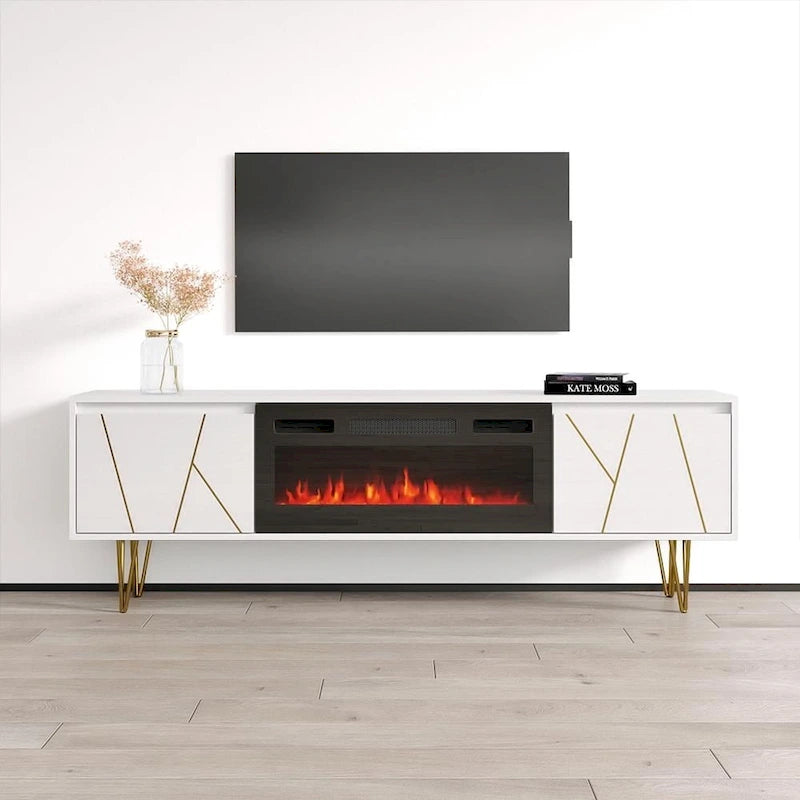 Meuble TV cheminée Haifa BL-EF