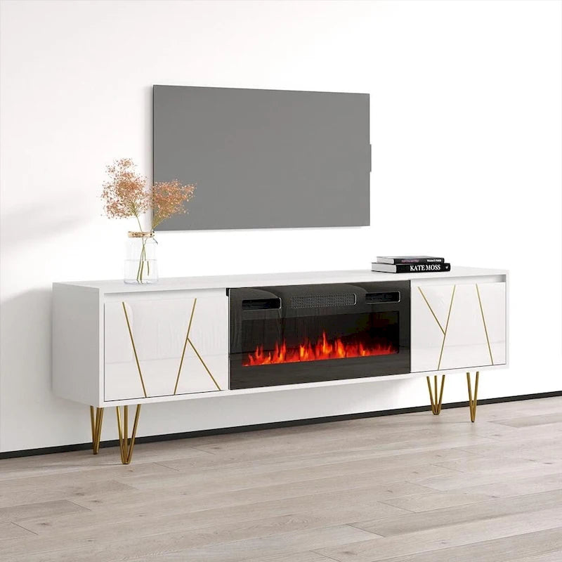 Meuble TV cheminée Haifa BL-EF