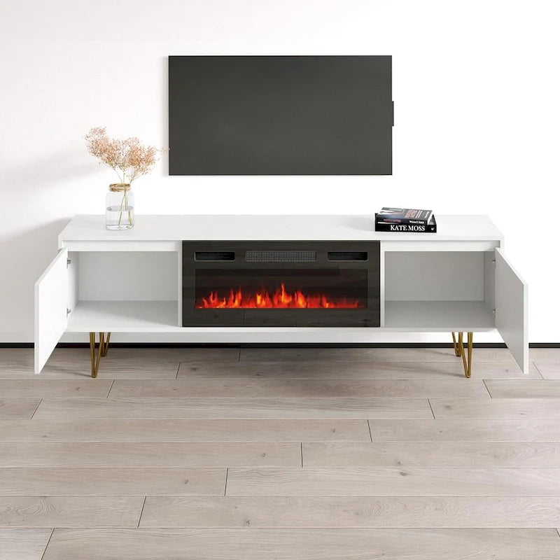 Meuble TV cheminée Haifa BL-EF