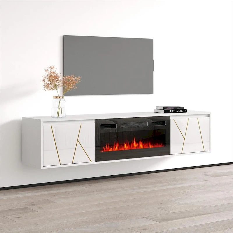 Meuble TV cheminée Haifa BL-EF