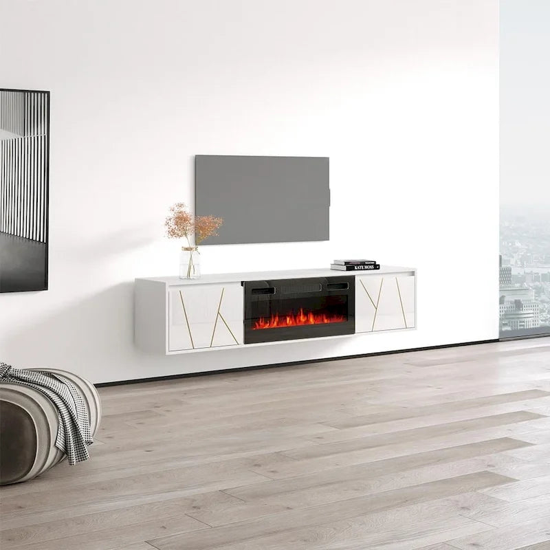 Meuble TV cheminée Haifa BL-EF