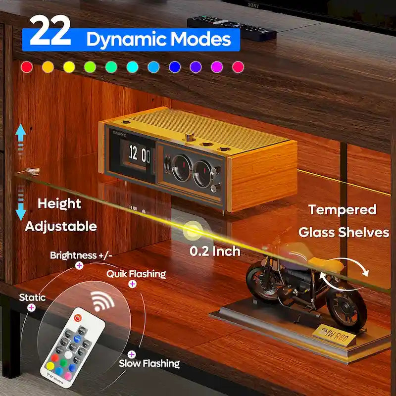 Meuble TV moderne pour téléviseurs de 75/ 80/ 85 pouces avec 2 tiroirs - 203 cm