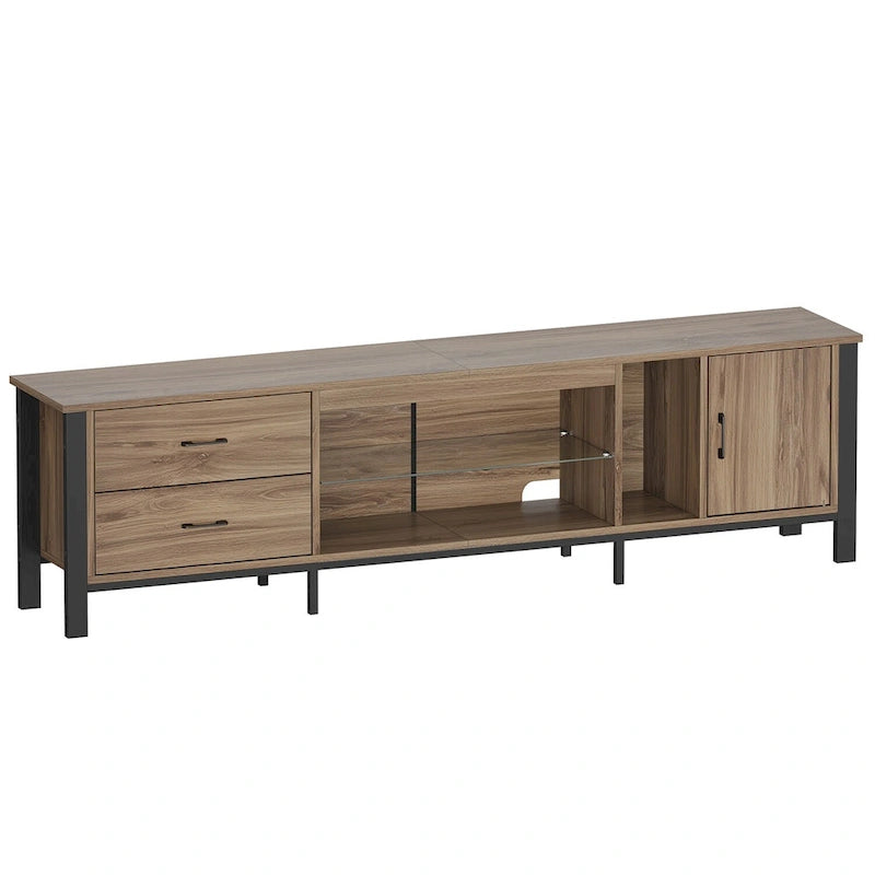 Meuble TV moderne pour téléviseurs de 75/ 80/ 85 pouces avec 2 tiroirs - 203 cm